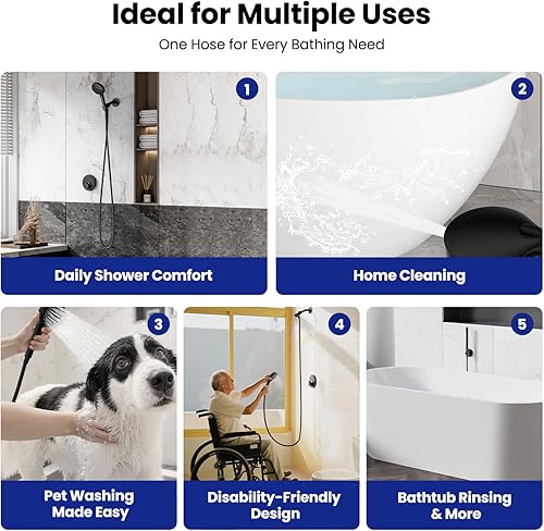 Miniatura 6 de JOMOO Manguera de ducha, extensión de manguera de ducha de mano extra larga de 99 pulgadas, flexible de acero inoxidable, flexible, cabezal de ducha