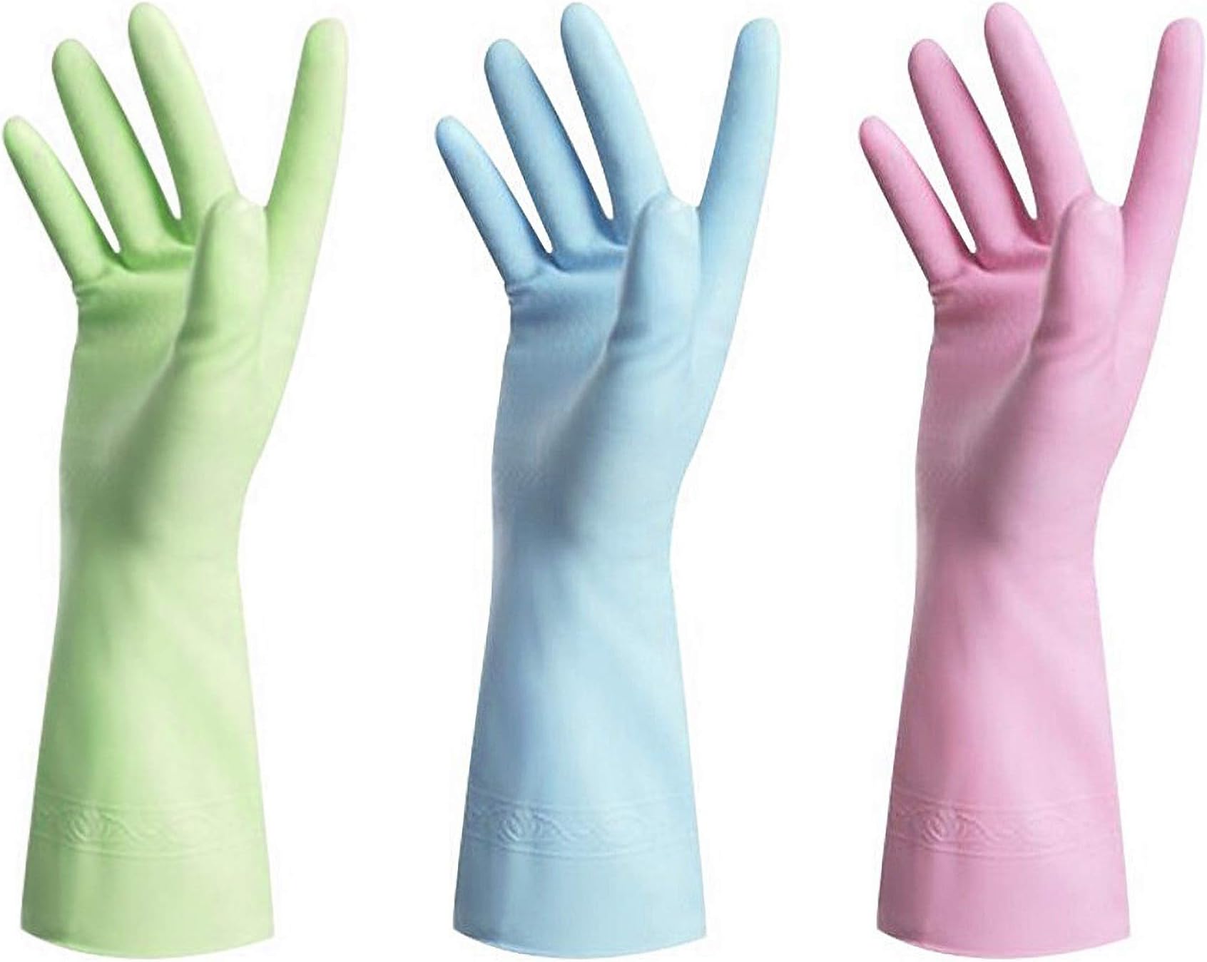 Dishwashing Rubber Gloves for Cleaning โ Household Gloves Non Latex 3 Pairs