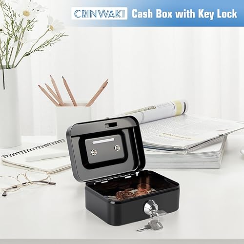 Miniatura 4 de Caja de efectivo con candado, pequeña y bonita caja de seguridad con ranura para dinero, mini caja de monedas portátil de casino de 4.5 x 3.4 x 2.4