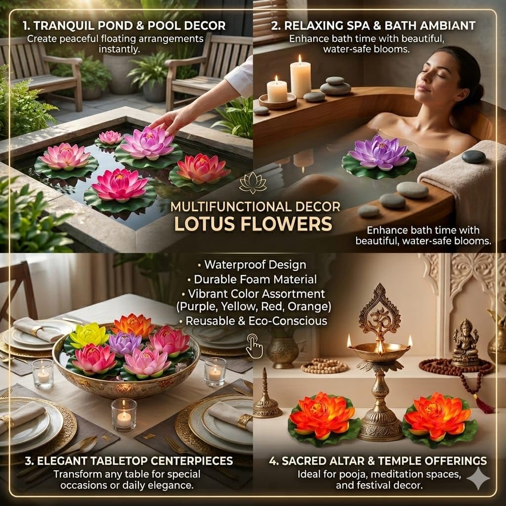Floating Lotus Flowers - Home & Water Decor -4 Floating Lotus Flowers - Home & Water Decor -4