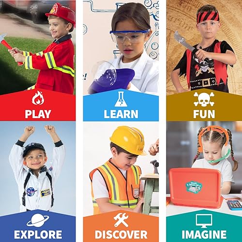 Miniatura 9 de Born Toys Disfraces para niños 3 en 1 y 6 en 1 – Disfraces infantiles para niños y niñas de 3 a 7 años, ropa lavable con caja de almacenamiento