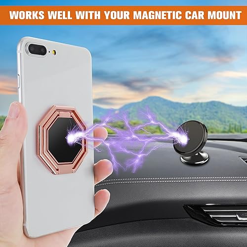 Miniatura 4 de cobee Soporte de anillo para teléfono celular, soporte de dedo de metal con rotación de 360, agarre trasero plegable para teléfono celular, soporte