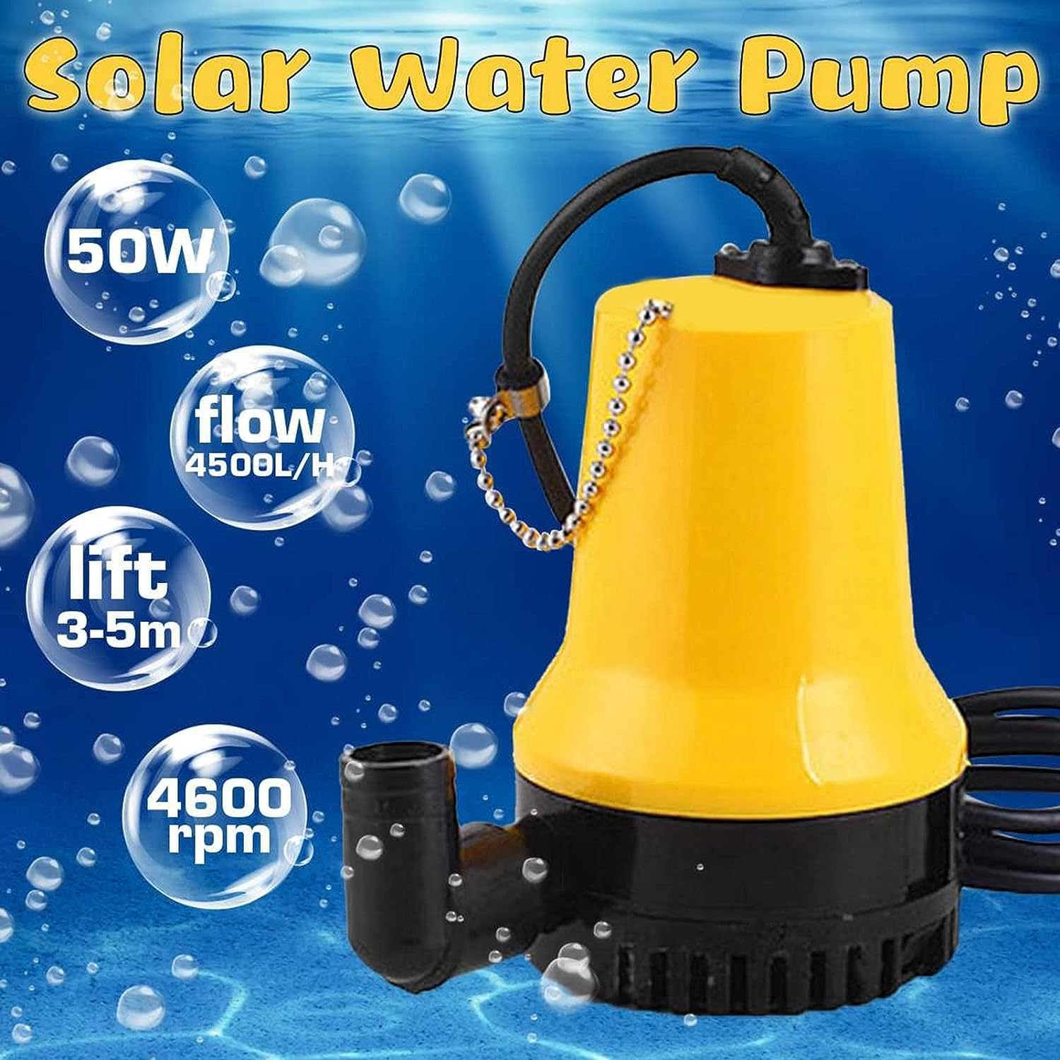 CHRISK 5m DC 12V / 24V Pompa dell'Acqua Solare del pozzo Profondo, 4500L / H Pompa sommergibile per la circolazione dell'Acqua del Motore brushless Fontana di irrigazione Fish Pond