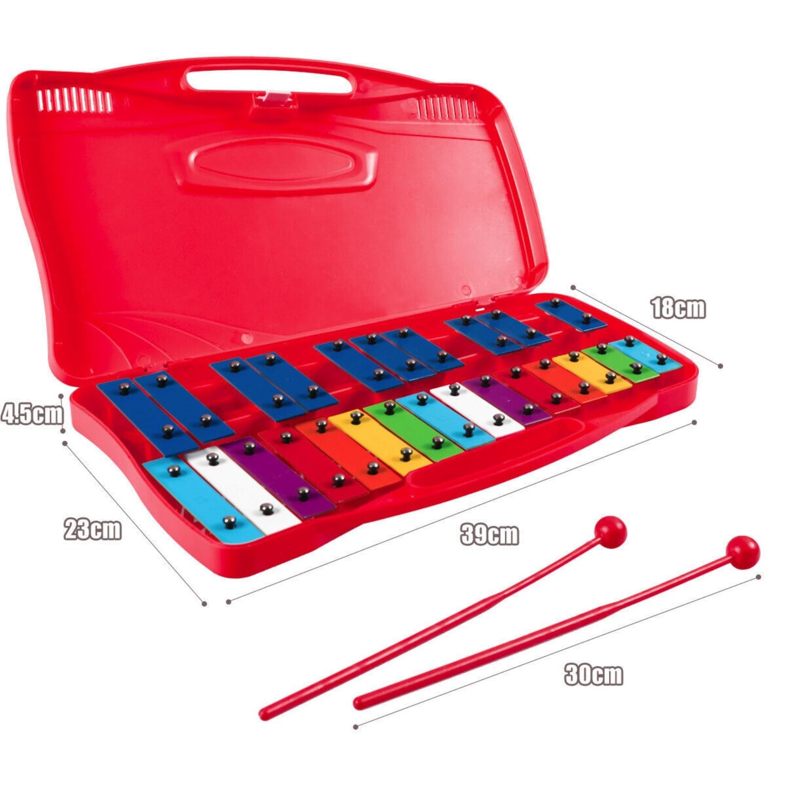 Carillon XilóFono Escolar 25 Teclas, VibráFono, Musical De Placa De Aluminio De 25 Tonos,Carrillon Cromatico On Estuche Y Mazas,Percusionado A Mano