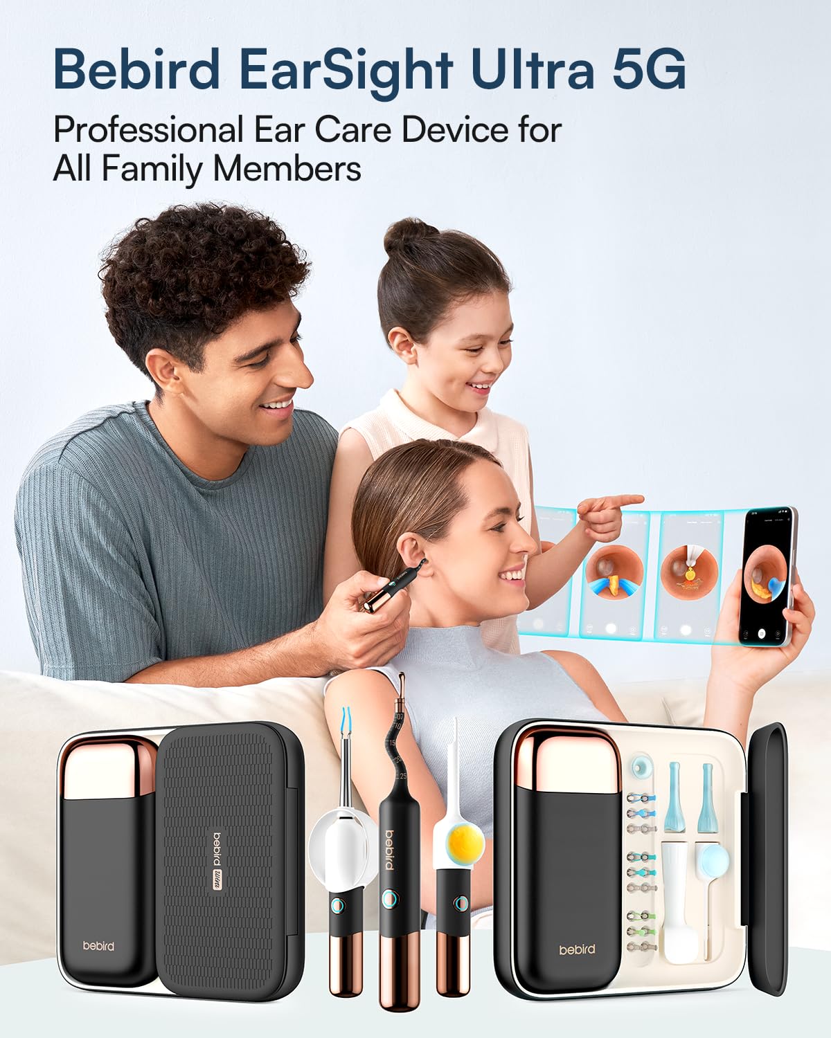 BEBIRD EarSight Ultra 5G WiFi - Limpiador de oídos y dispositivo de cuidado con cámara otoscópica flexible, juego de 30 accesorios, seguro para uso en el hogar, estrellas negras