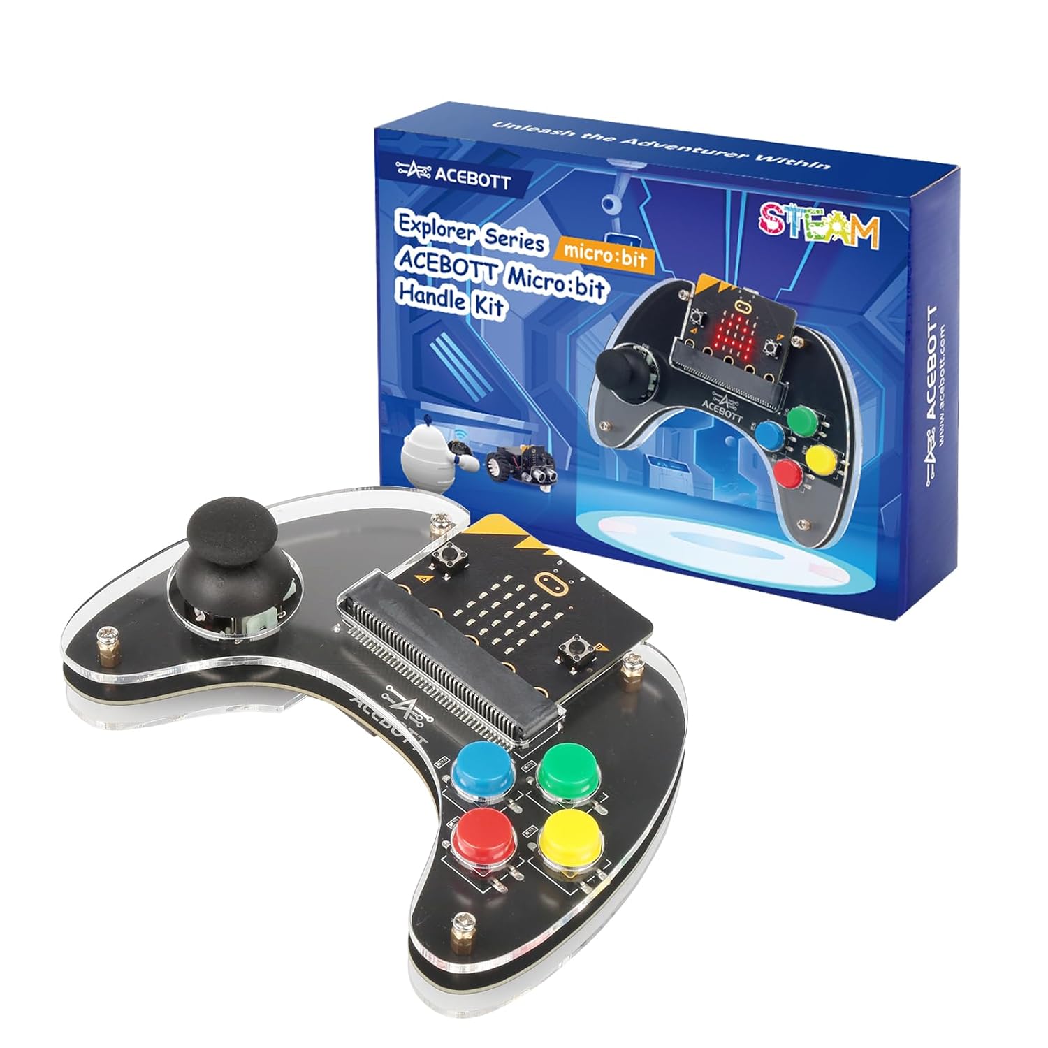 ACEBOTT Wireless Controller for Micro:bit Kit, STEM Kit Coding Robot kit Compatible With Makecode, Remote Control for Programming Learning, Gifts for Kids and Teens(Included Micro:Bit)