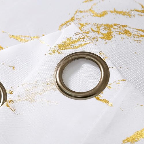 Miniatura 7 de Taisier Home Cortinas texturizadas de lino con estampado de lámina dorada, cortinas con diseño geométrico de mármol para sala de estar, tratamiento