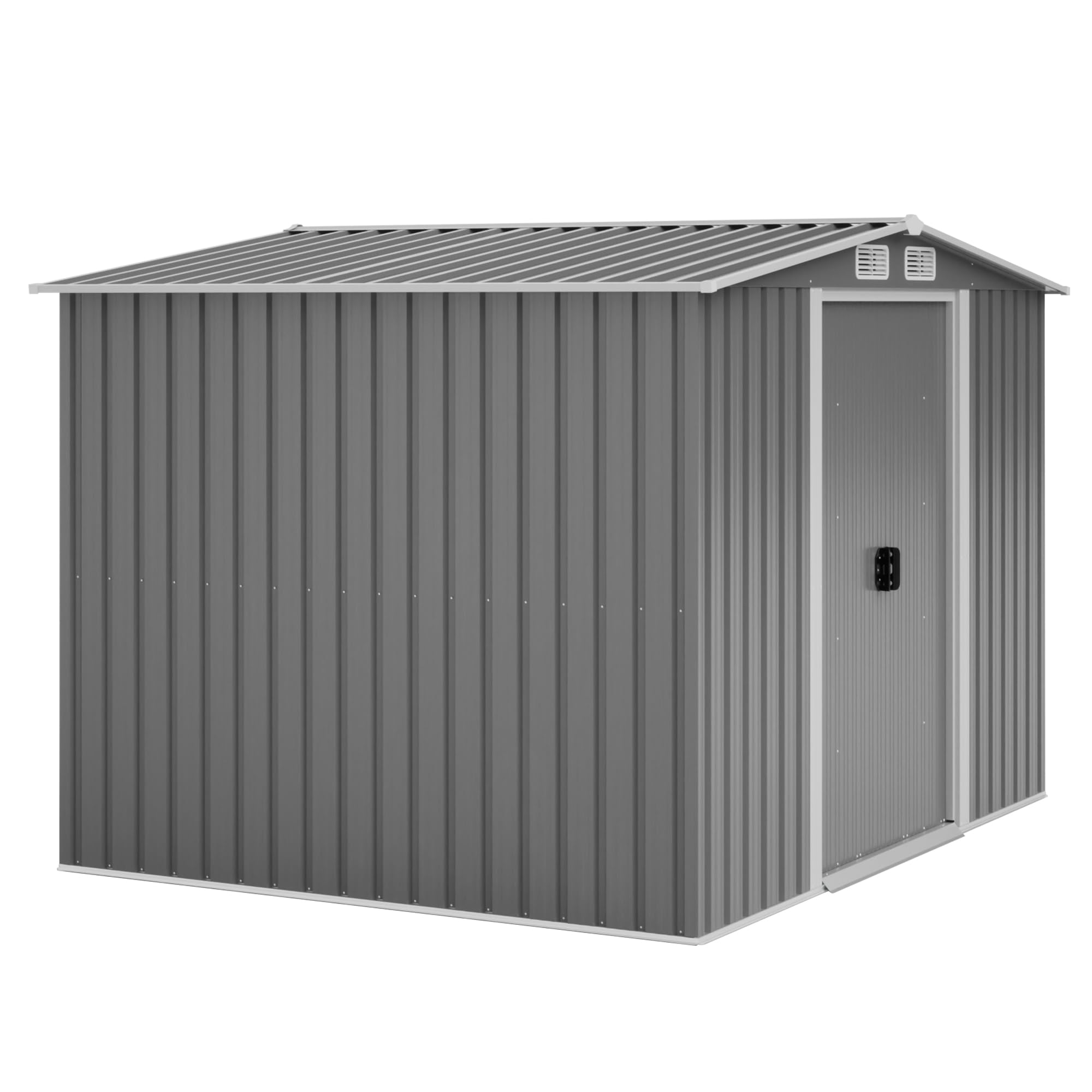 (incomplete only 1 box) Goohome 8x6 FT Sheds & Outdoor Storage, Sturdy Metal Galvanized Steel Garden Storage Shed W/Lockable Sliding Doors, Built-in-Handles, 4 Air Vents, Waterproof Spacious Utility Tool Storage Bike Shed