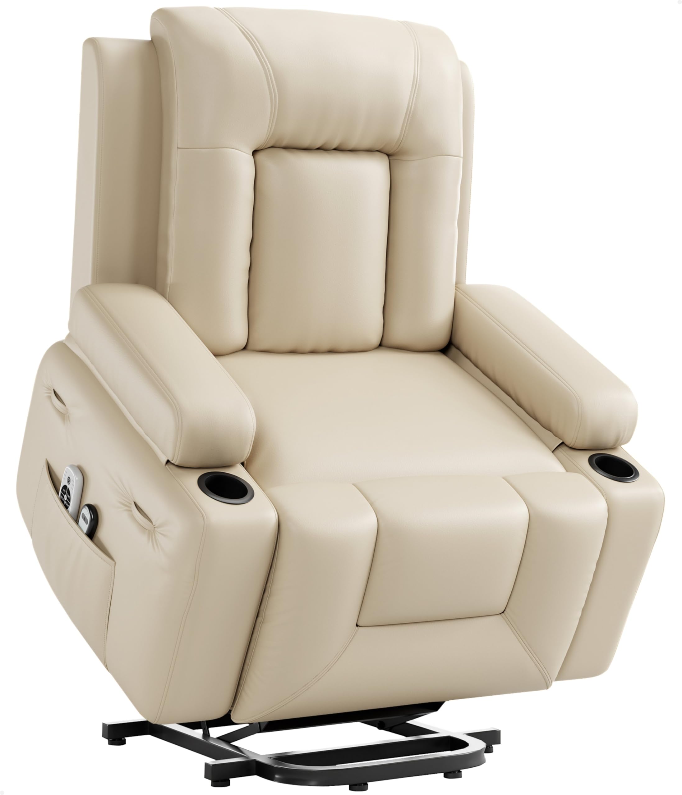 Garvee Power Lift Recliner Chair - Heat and Massage, PU Leather Electric Lift Recliner for Elderly &amp; Mobility Impaired, Adjustable Back and Legs, Heavy Duty Lift Chair for Seniors