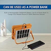 Vista 5 de Solar Portable Rechargeable Work Light,16500mAh 120W Magnetic Flood Battery Work Light 10000LM Outedoor LED Camping Lights IP66 Waterproof for Job