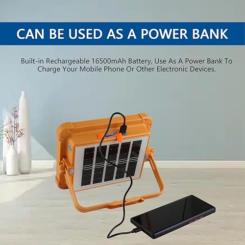 Miniatura 5 de Luz de trabajo recargable portátil solar, 16500 mAh, 120 W, batería de inundación magnética, luz de trabajo de 10000 lm, luces LED para exteriores,