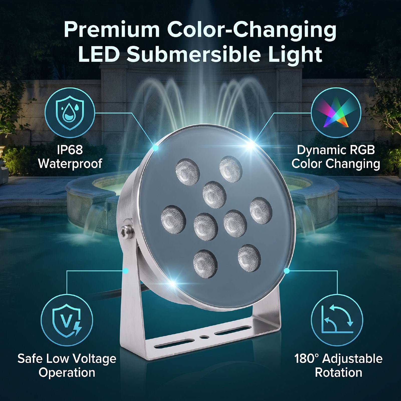 9W IP68 LED-Unterwasserleuchte aus Edelstahl