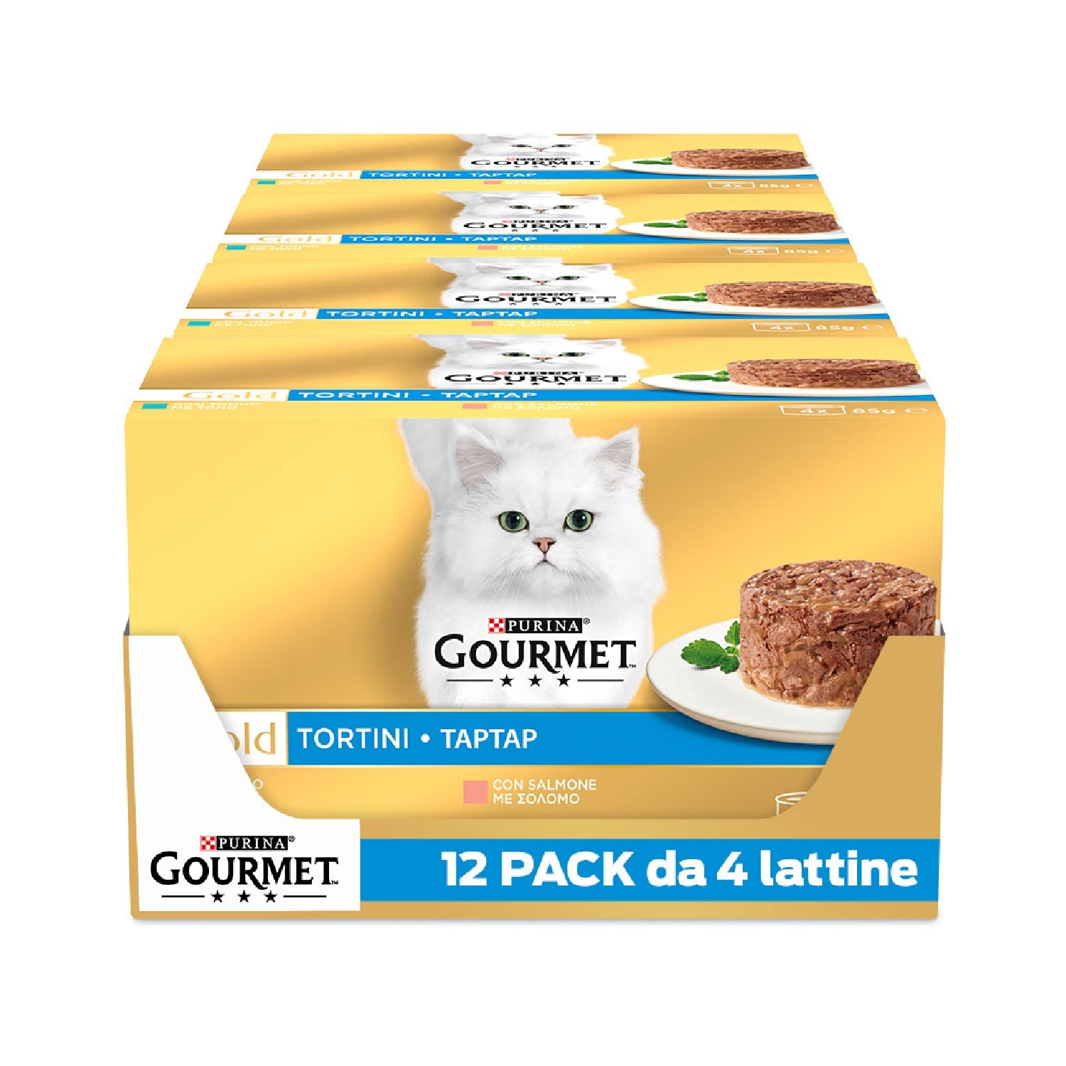 GOURMET GOLD Cibo umido per gatti adulti Tortini con Salmone e Tonno 48 lattine da 85g