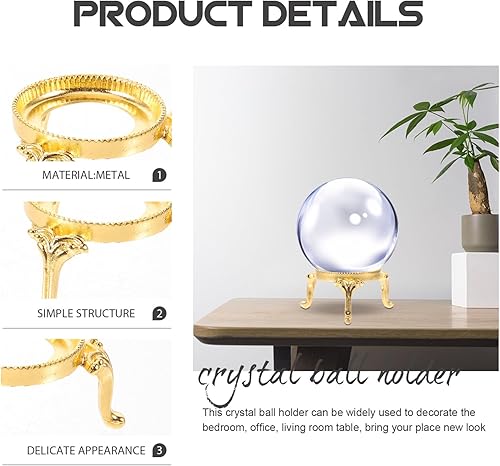 Miniatura 9 de Angoily Caballetes de cristal del sostenedor de la bola del metal para el soporte decorativo de la esfera de cristal de