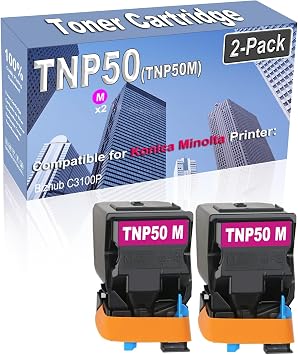 2-Pack Magenta Compatible High Yield TNP50 TNP-50 TNP50M A0X5334 Imaging Toner Cartridge Replacement for Konica Minolta Bizhub C3100P Printer