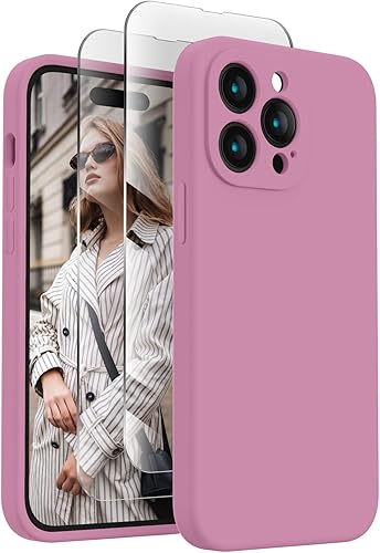 FireNova Funda para iPhone 14 Pro Max, funda de silicona mejorada protección de cámara para iPhone 14 ProMax con 2 protectores de pantalla, forro