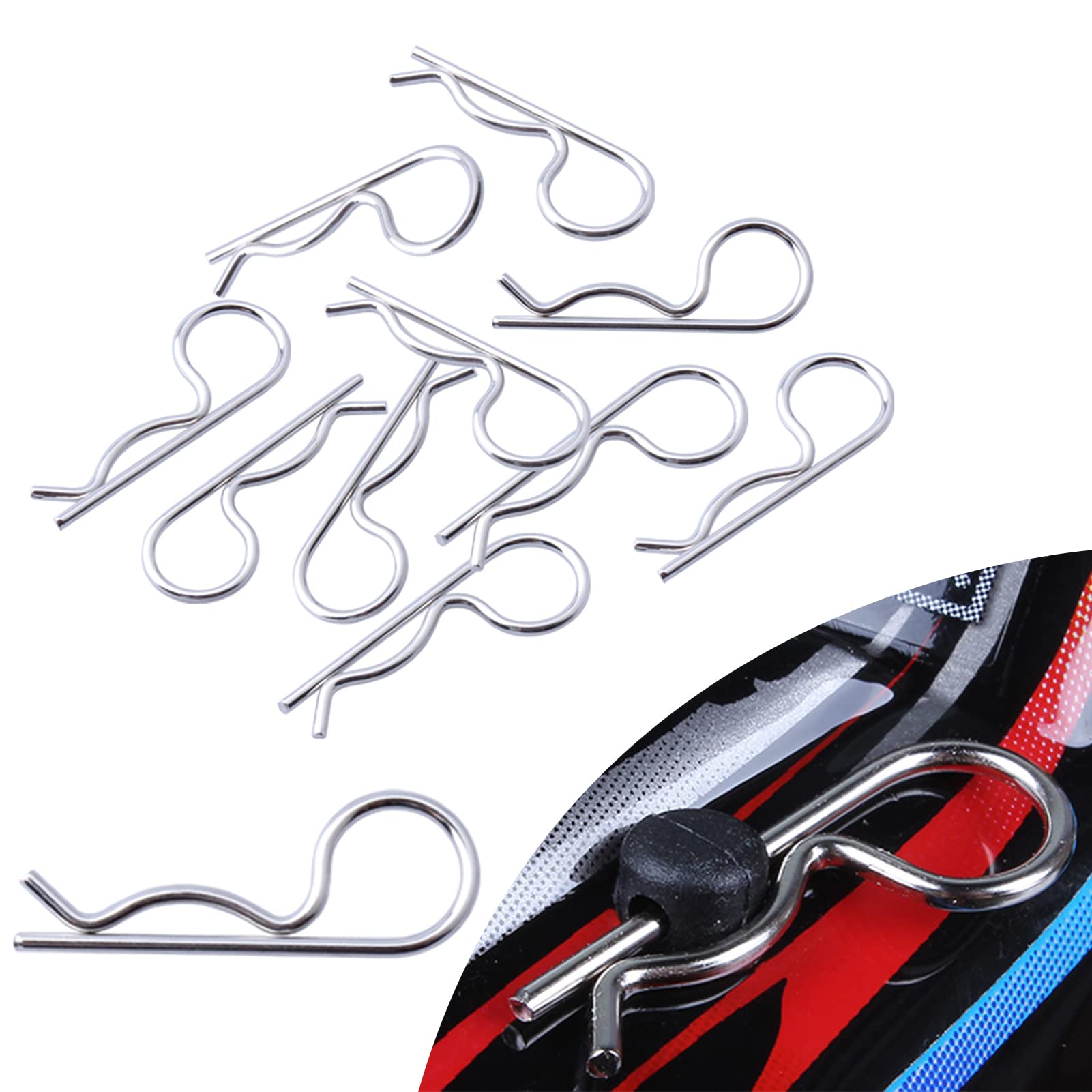 100PCS Universal RC Body Clips Pins for All 1/10 1/12 Scale Traxxas Redcat Axial SCX10 Losi HPI Himoto HSP Exceed RC Car Parts Truck Buggy Shell Replacement (Silver)