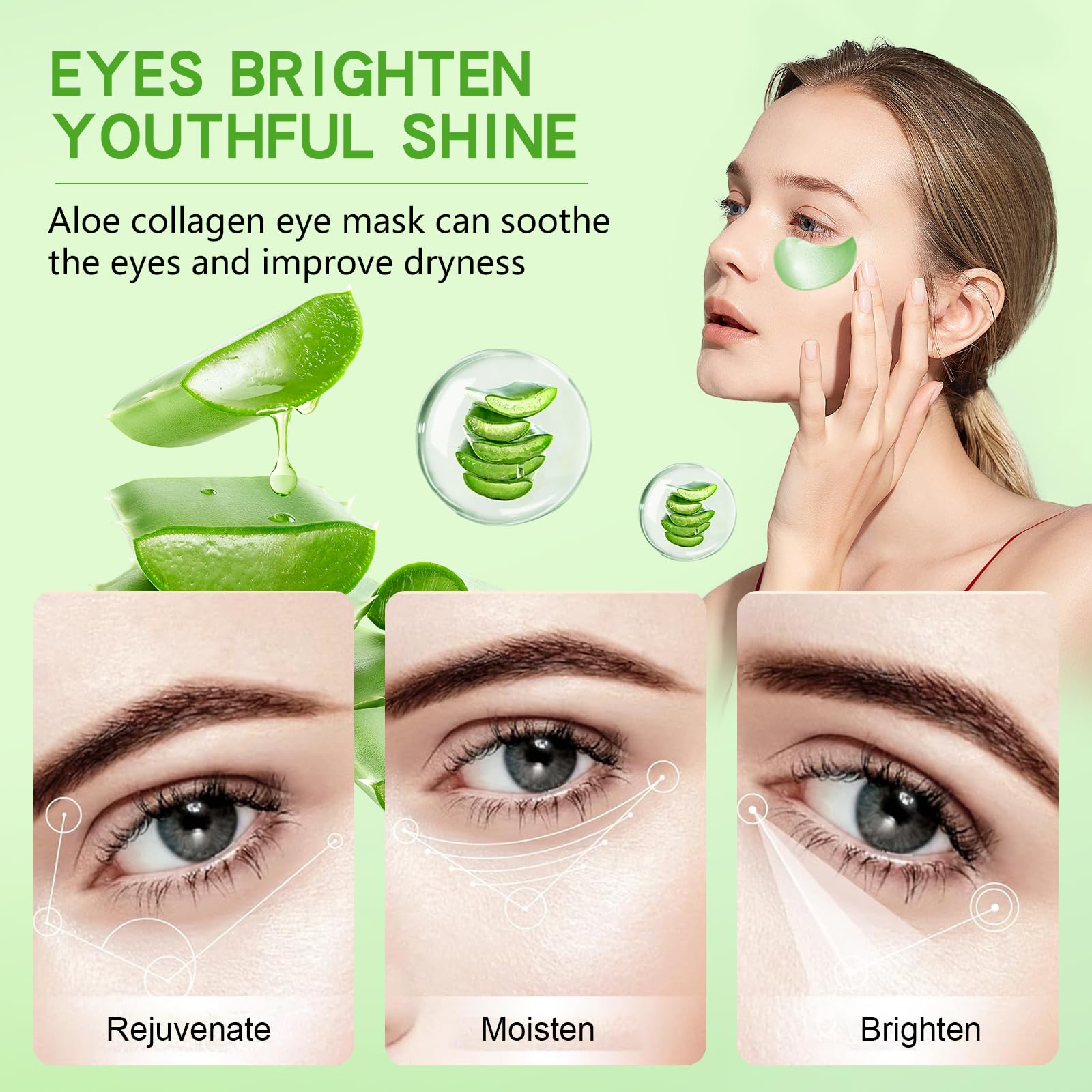 Patchs Hydratants Pour Les Yeux à L'Aloe Vera - Boîte De 60 Patchs - Marque Slow - Neuf