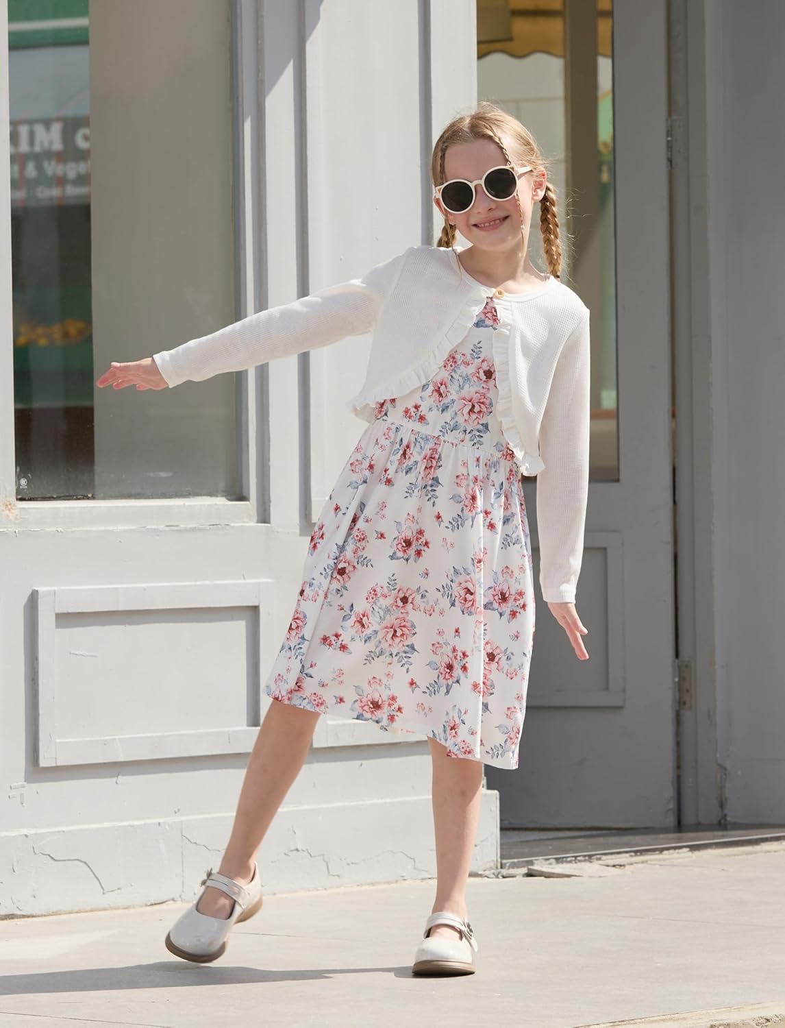 PATPAT Girls Cardigan Bolero Size 4-12 Years Kids Knit Long Sleeve Ruffle Open Front Button Cover Up Cropped Tops for Girls - Image 6