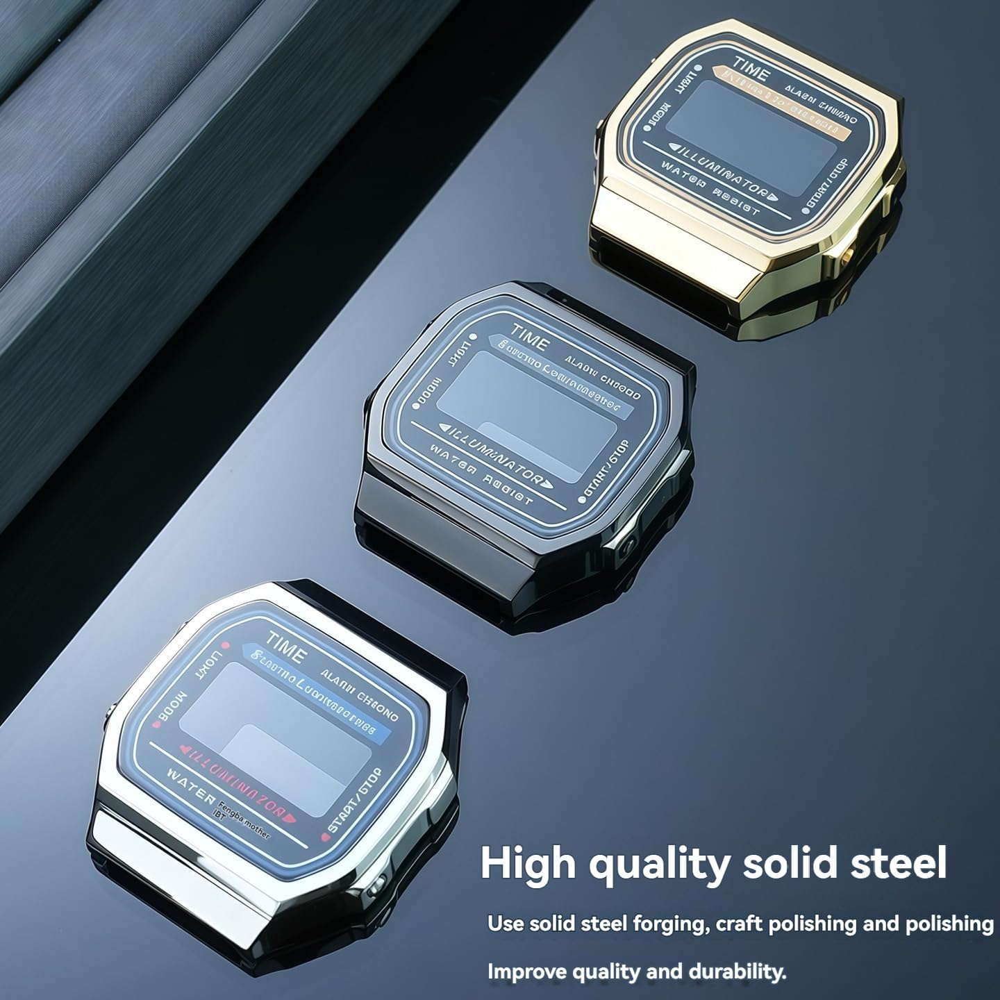 Watch Modification Parts for Casio A168 Solid Stainless Steel Metal Band Stainless Steel Case Accessories