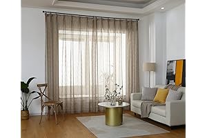 Burlap Linen Curtains 84 inches Long 2 Panels Set