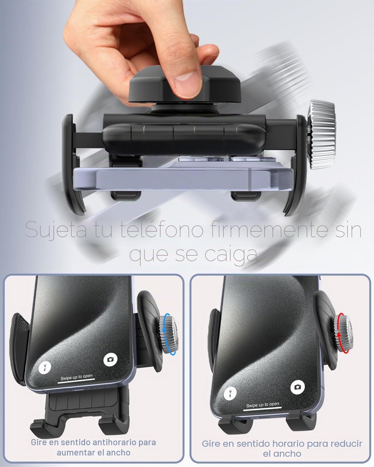 Soporte Teléfono Bicicleta Spinning, [Flexible Estable] Soporte Movil Bicicleta Estatica, Soporte Movil Bicicleta Cuello de Cisne para iPhone 15 14 Pro MAX, Galaxy S, Teléfonos 4-7"