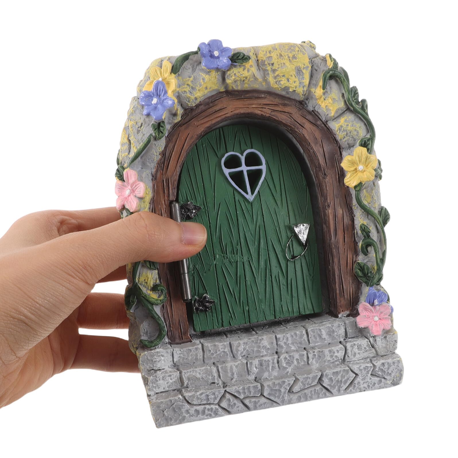 DOITOOL Puerta de Hadas para Jardín Resina con Luz Adorno Miniatura para Árbol Decoración Exterior Resistente la Intemperie para Patios y Bonsáis