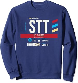 Vintage St. Thomas STT Airport Code Retro Travel Day USVI Sweatshirt