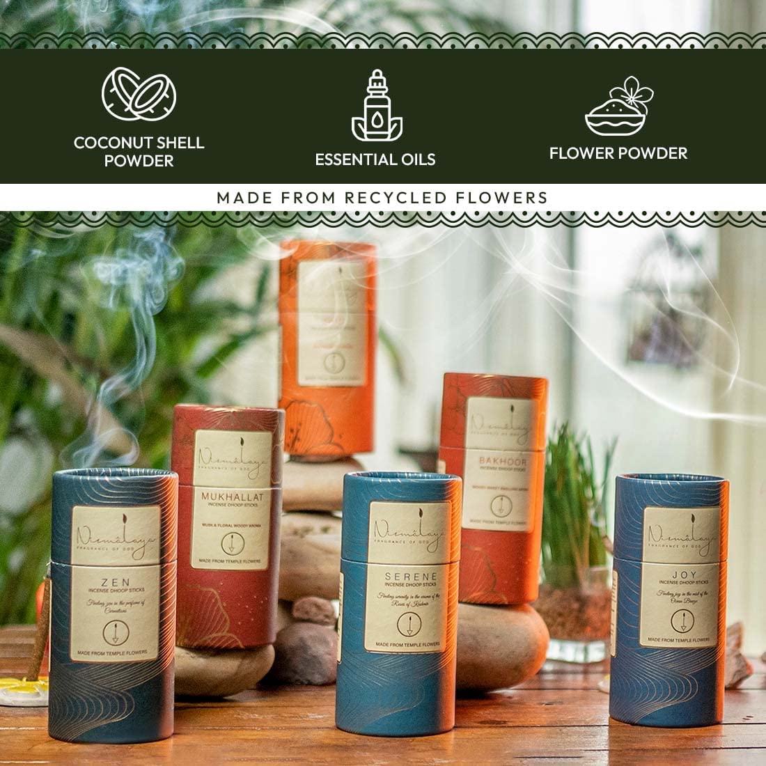 Nirmalaya Palitos De Dhoop Sereno Naturales De Lujo De Alta Calidad | Menos De Bambú Y Sin Carbón | Paquete De 40 Varillas, 6.35 Oz | Ideal Para El Hogar, Oficina