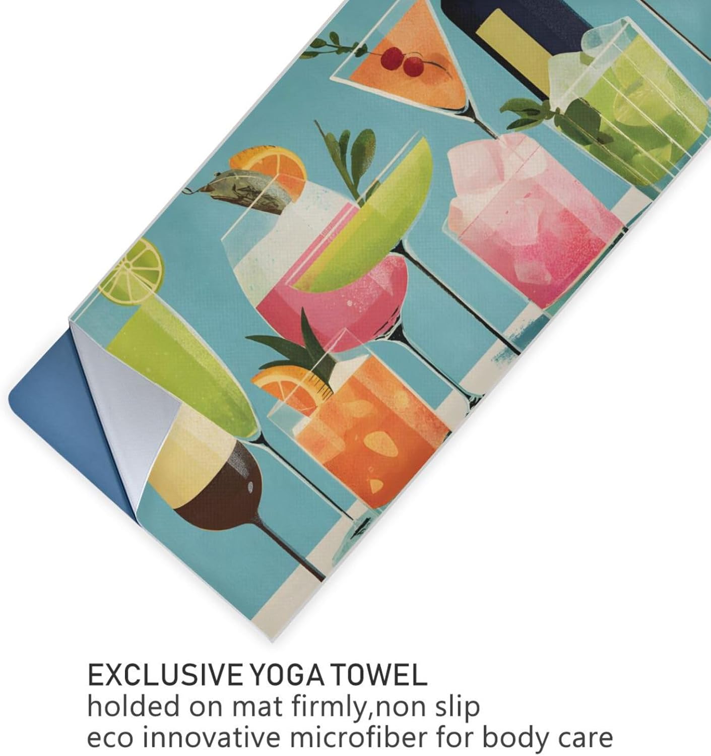 Yoga Mat Towel with Silicone Grip Dot Soda Bar Colors – 73"x27" Non-Slip Sweat Absorbent Microfiber Yoga Towel for Home Gym Studio