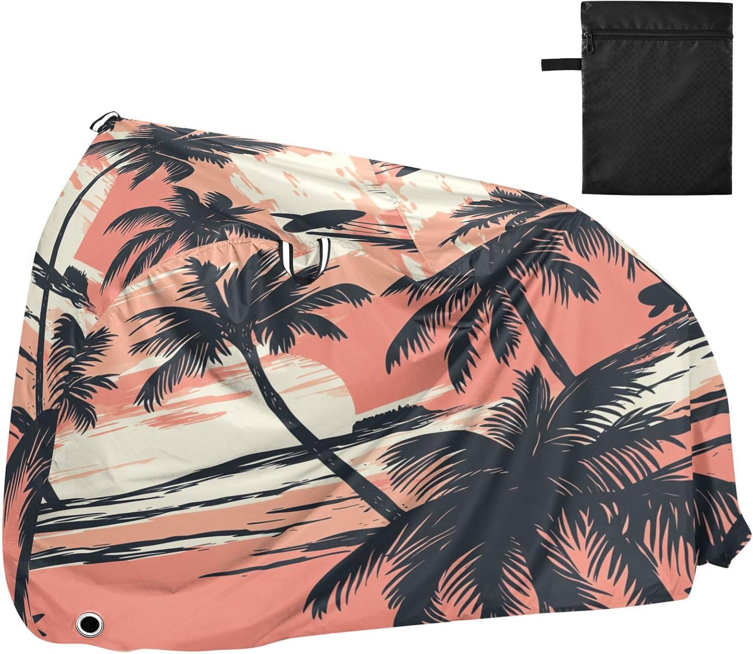 ALAZA Palm Sunset Bike Cover Waterproof Outdoor Ebike Bicycle Covers Tarp Protection for 1/2 Bikes, Sun UV Dust Wind Proof
