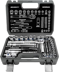 Multi-Toothed Gear Lock Profile XZN E-Shaped Socket Set 12-Edge 6-Edge Hex Harley Imperial Metric 1/4 and 3/8 Nut Bits 4 - 19 mm Set of 52
