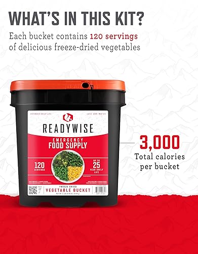 Miniatura 4 de ReadyWise Suministro de alimentos de emergencia, verduras liofilizadas, 120 porciones, verduras