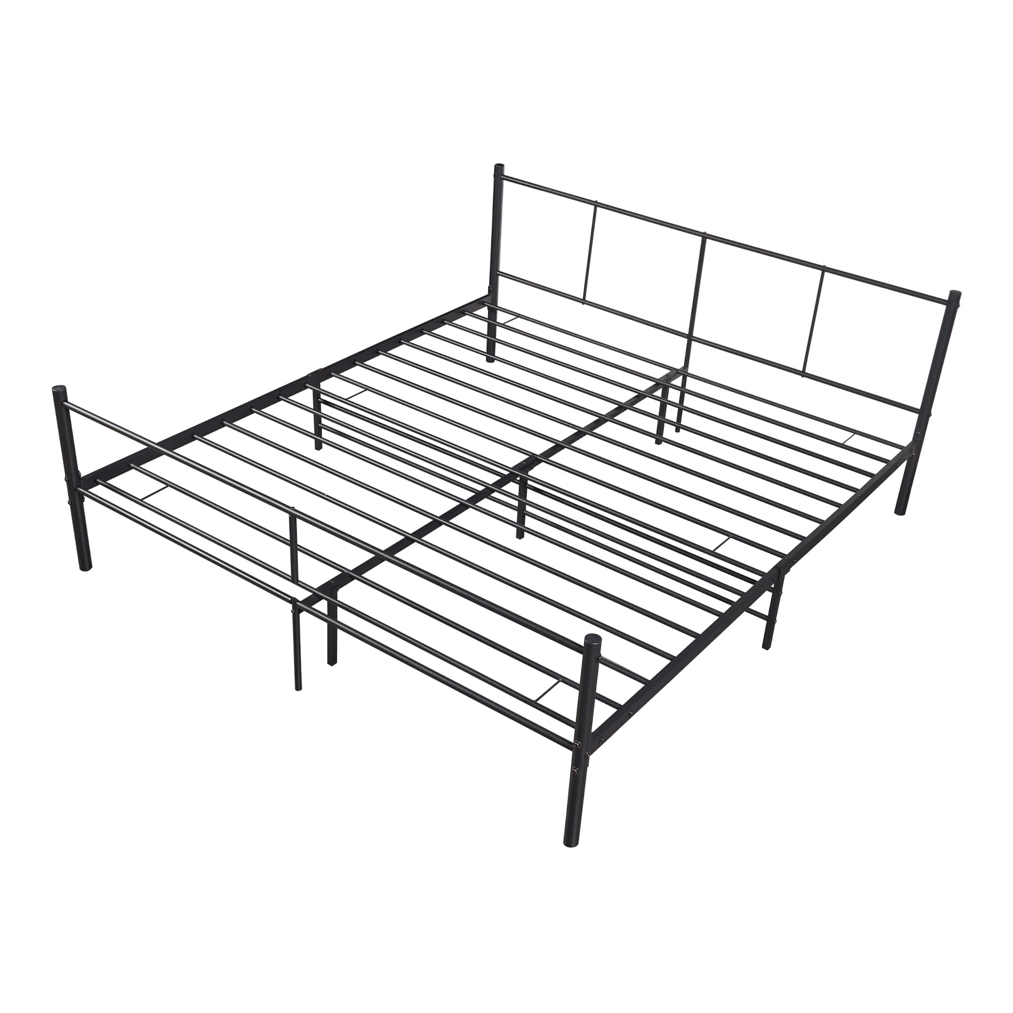 [en.casa] Metallbett Laos 180 x 200 cm Schwarz auf Stahlrahmen mit Lattenrost Bettgestell mit Kopfteil Design Doppelbett Ehebett Gästebett