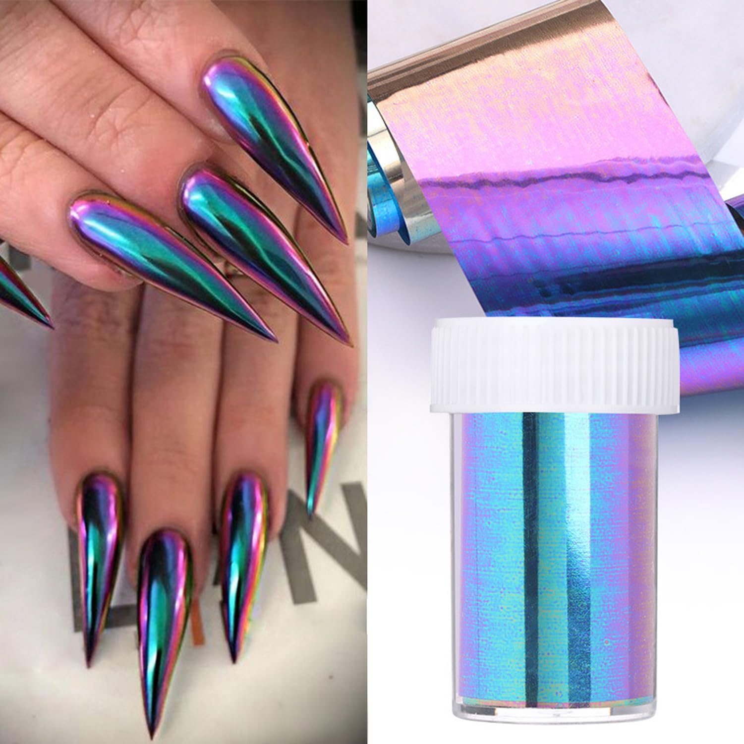 Purple Nail Foil Sheets - Laser Chameleon Nail Art, Gradient Color Foil Transfer Sheets