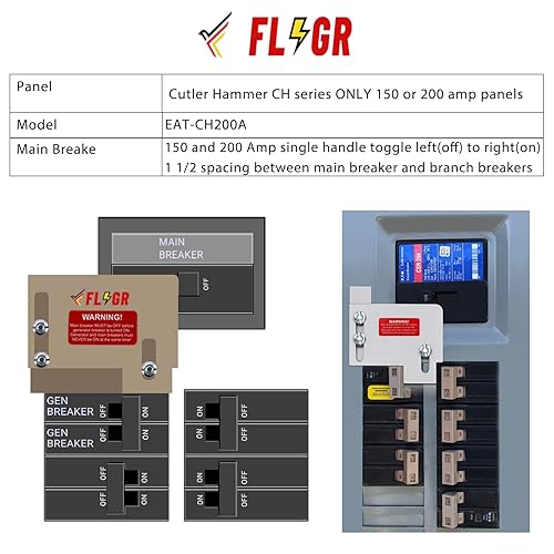Vista 41 de Kit de enclavamiento para generador compatible con Square D para medidor de línea doméstica interruptor principal de 150 o 200 amperios, para uso