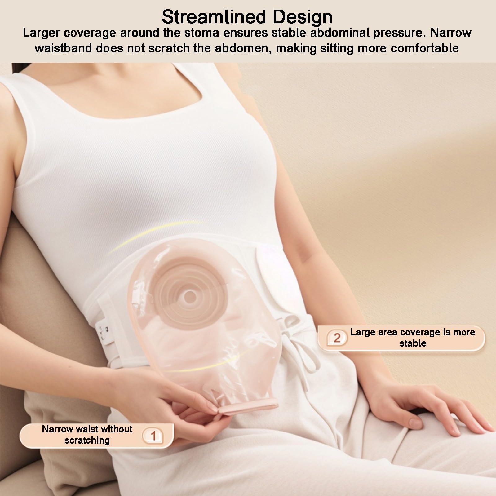 Fascia Addominale Post Operatoria, Fascia Elastica Lombare, Cintura Stoma, Fibbia Regolabile, Forma Aerodinamica, per Stomia, Colostomia, Ileostomia(M)