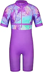 Roupa de banho para meninas 3-10 anos UPF 50+ UV maiô com zíper