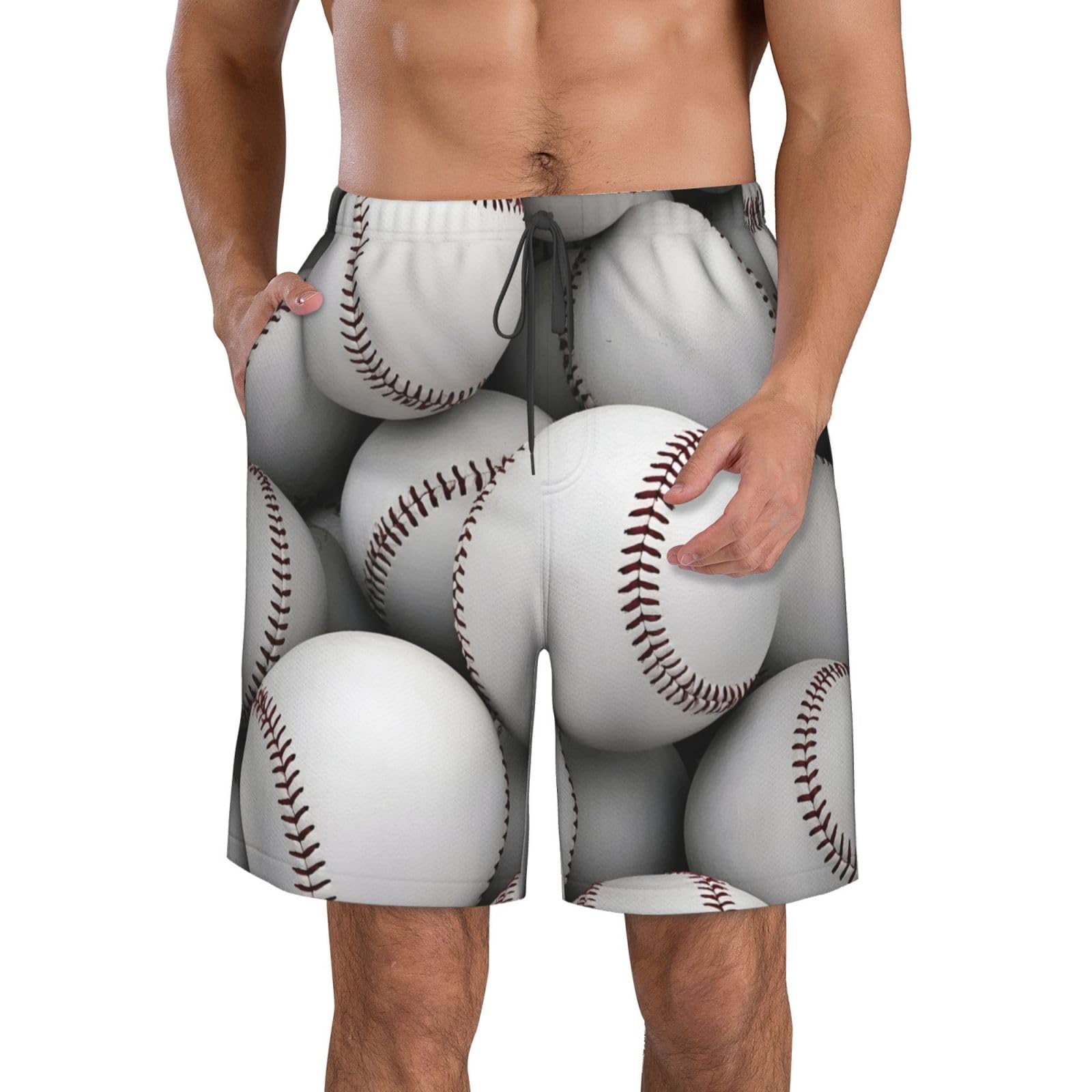 Mens Beach Shorts for Vacation Casual Sports Athletic Running Gym Shorts for Men Sports Baseball