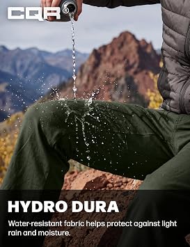 CQR Men's Active Flex Tactical Pants, Water Resistant Lightweight Stretch Cargo Work Hiking Pants