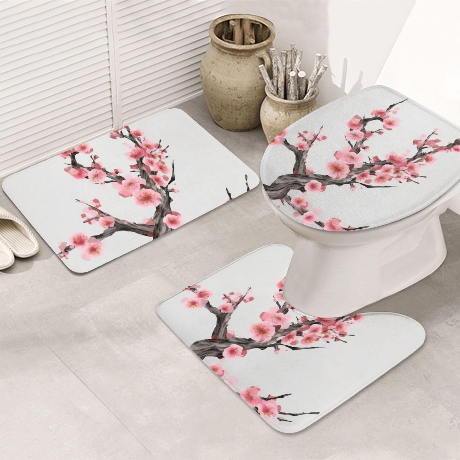 Tapis de bain microfibre doux pour une sortie de douche chaleureuse avec contour et housse WC
