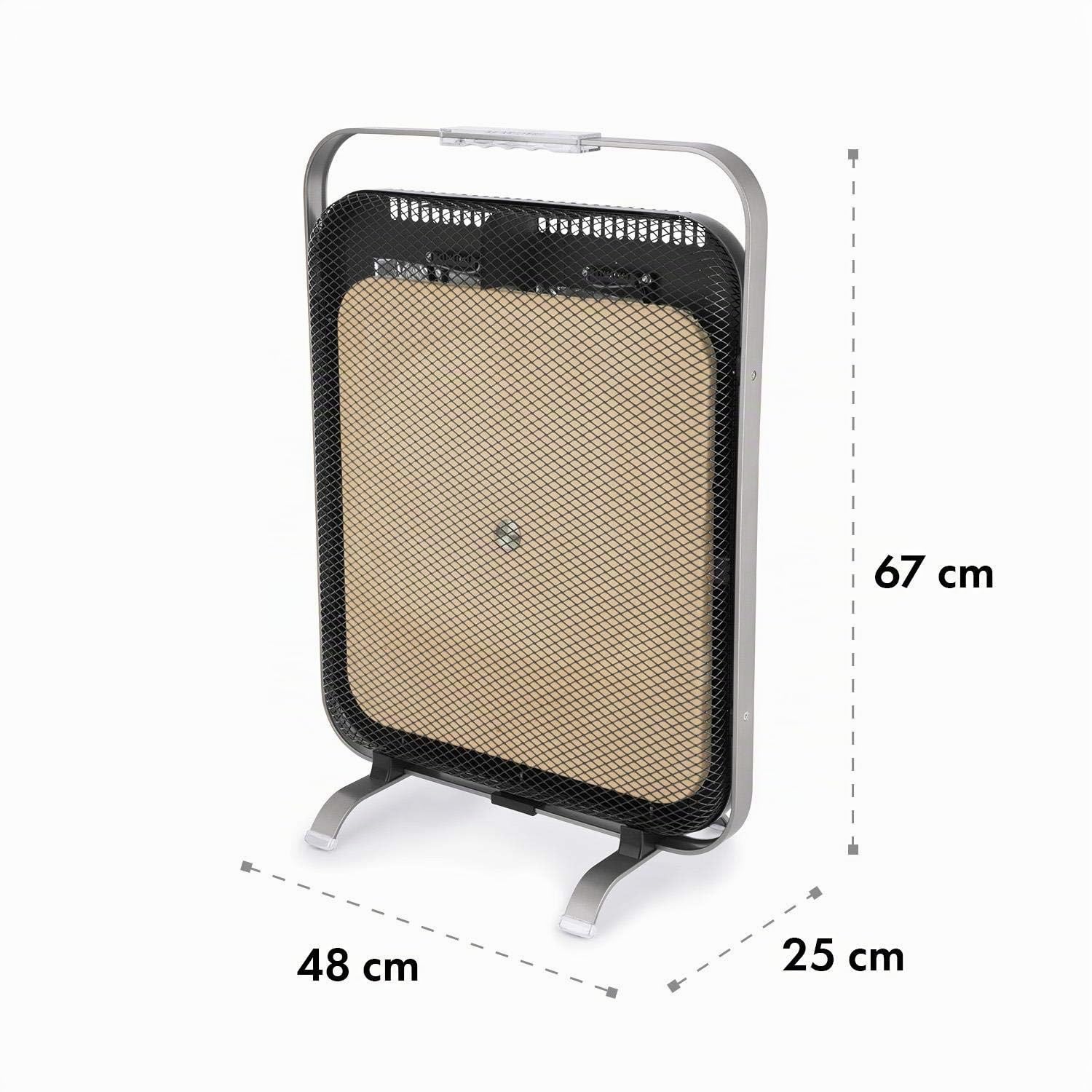 KLARSTEIN HeatPal - Radiateur electrique extra plat, Chauffage infrarouge, Panneau rayonnant, 1300W, jusqu'à 30 m², Accumulation de Chaleur, Plateau en marbre, Argent/Noir