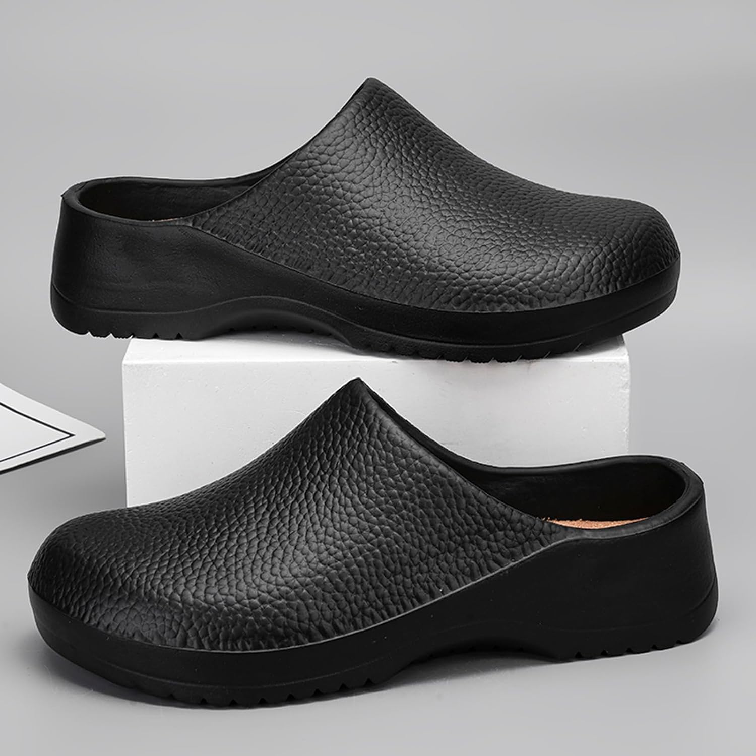 FLIOZY Women Non-Slip Work Clogs: Slip on Food Service Mules for Men - Comfortable Nurse Chef Garden Shoes - Closed Toe EVA Foam Slides