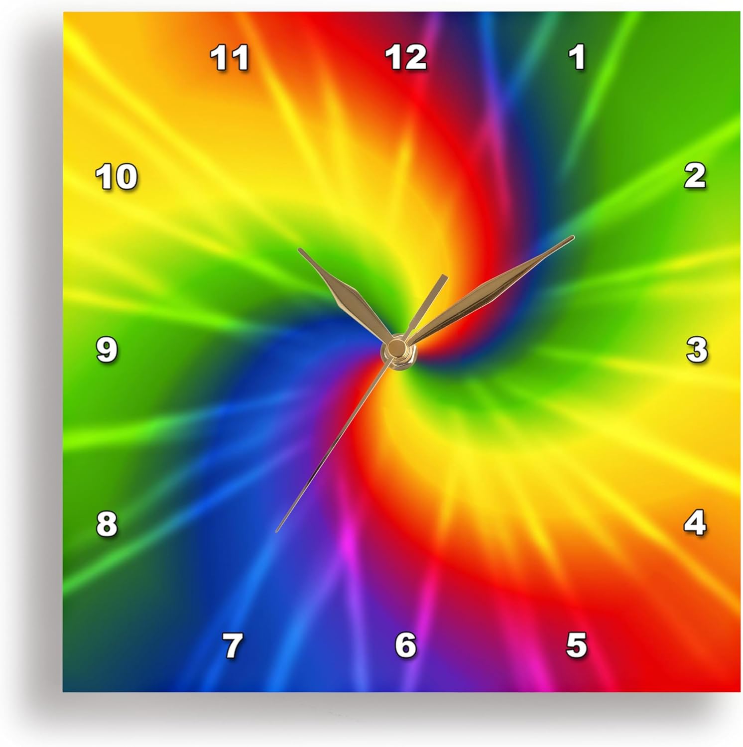 3dRose DPP_123363_2 Rainbow Tie Dye Colorful Art Wall Clock, 13 by 13-Inch