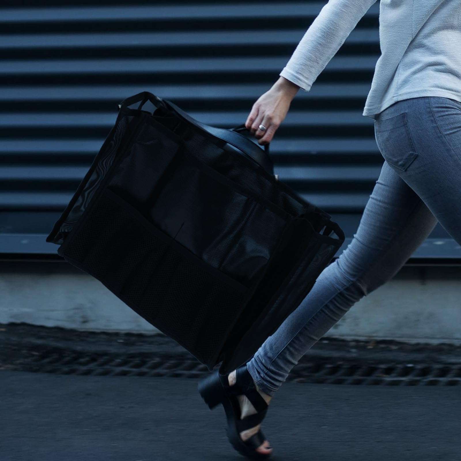 Borsa Porta Trucchi Donna Grande Capacità in Garza Nera, Portatile e Pratica per Trucco Professionale e Organizzazione Pennelli da Viaggio