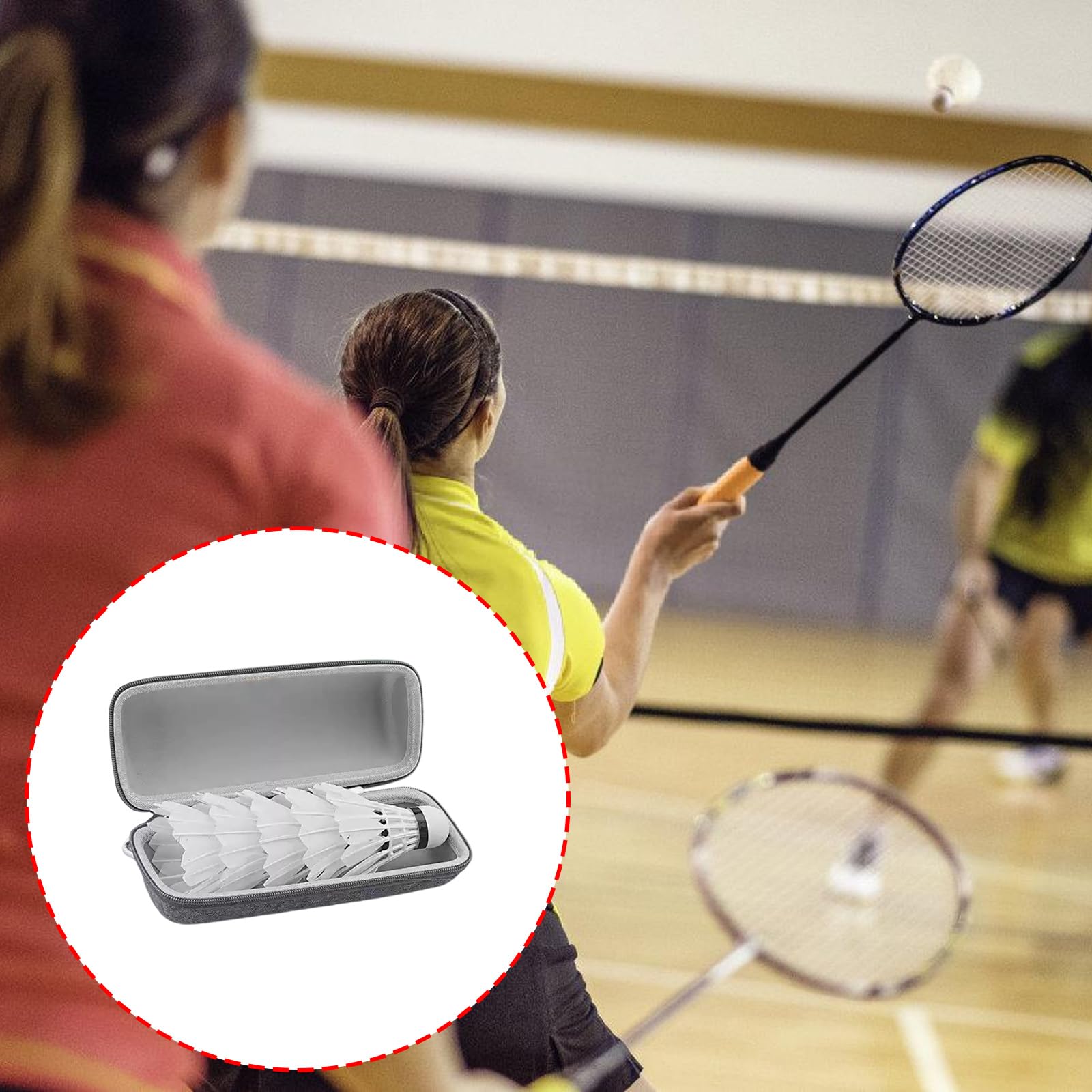 Estuche de accesorios de bádminton de alta capacidad para volantes forrado interior con clip de metal, cubo de almacenamiento