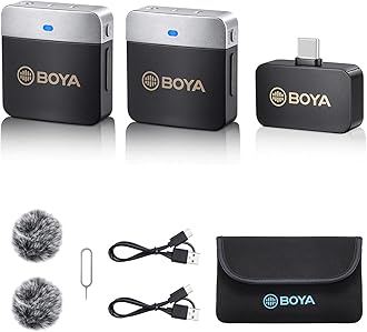 BOYA Wireless Lavalier Microphone for Android Phone iPhone 15 Plug Play USB-C Lapel Microphone Noise Cancellation Cordless Clip on Mic for Video Recording Interview YouTube Live Streaming BY-M1V4