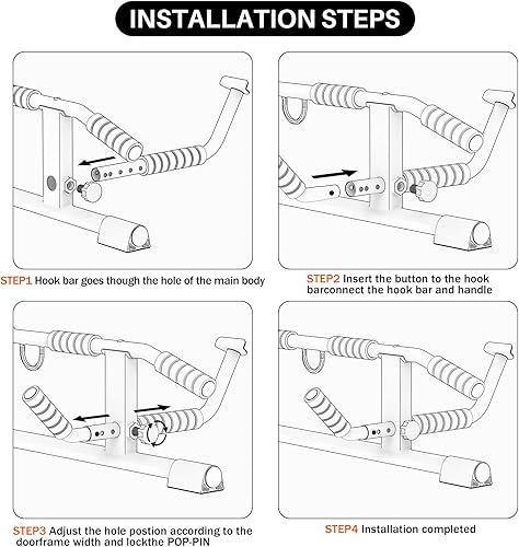 Miniatura 6 de AmazeFan Barra de dominadas para puerta con agarre ergonómico, marco de entrenamiento para ejercicio de gimnasio en casa, agarre multiángulo, gancho