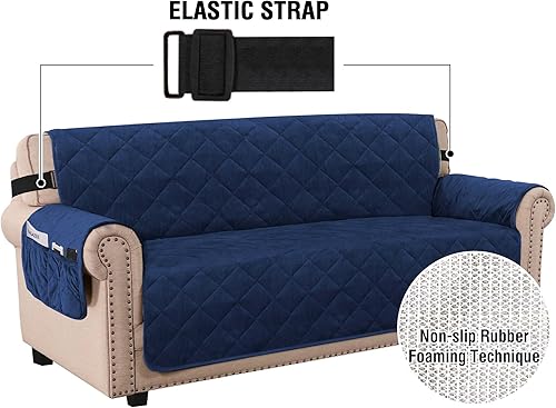 Miniatura 3 de H.VERSAILTEX - Funda de sofá acolchada de terciopelo grueso para cojines para sofá de 23, funda protectora de perros, antideslizante, dos correas