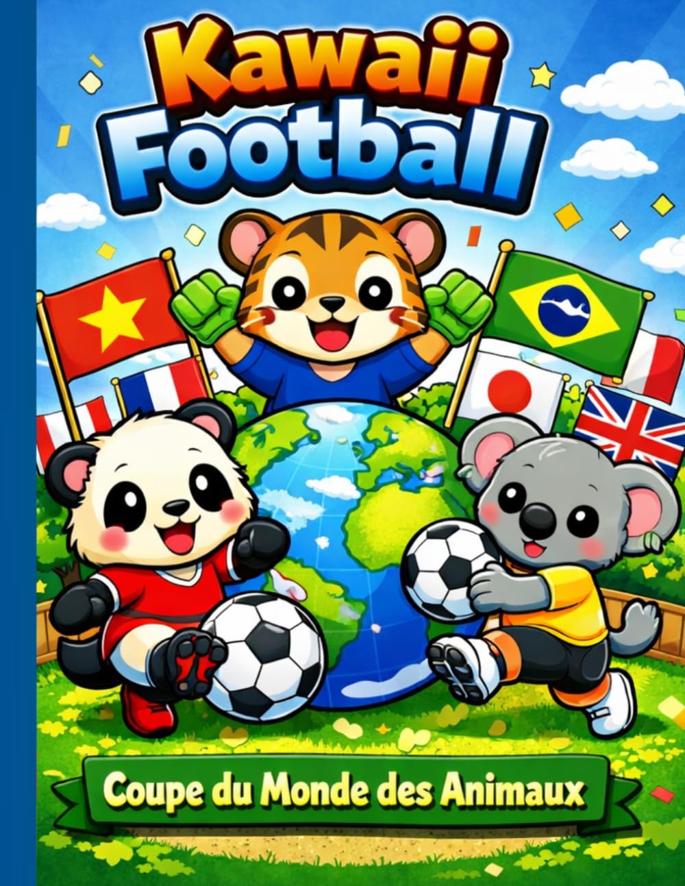 Kawaii Football – Coupe du Monde des Animaux: Coloriages adorables inspirés du football et des pays du monde – animaux mignons, drapeaux et stades en style kawaii.